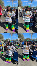 Load image into Gallery viewer, White Stripe Mardi Gras Skirt Set
