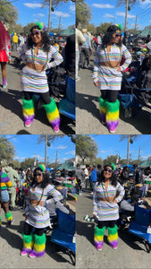 White Stripe Mardi Gras Skirt Set