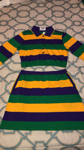 Colorful Stripe Mardi Gras Skirt Set