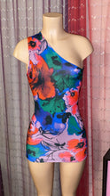 Load image into Gallery viewer, Bold Watercolor Jumbo Floral Spun One Shoulder Mini Dress
