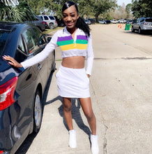 Load image into Gallery viewer, White Mardi Gras Skirt Set
