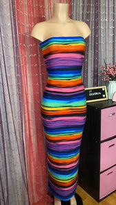 ready to ship! Colorful Stripe Tube Sundress