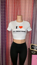 Load image into Gallery viewer, I ❤️ Jy Creations White Crop Shirt
