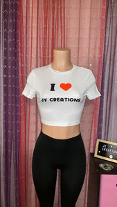 I ❤️ Jy Creations White Crop Shirt