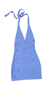 Blue Crepe Charm Mini Dress