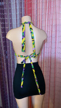 Load image into Gallery viewer, 1 of 1 Mardi Gras Feather Print Halter Top
