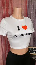 Load image into Gallery viewer, I ❤️ Jy Creations White Crop Shirt
