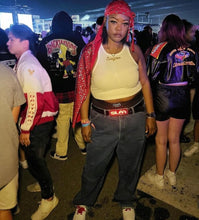 Load image into Gallery viewer, Metallic Bandana Print Butt Length Durag
