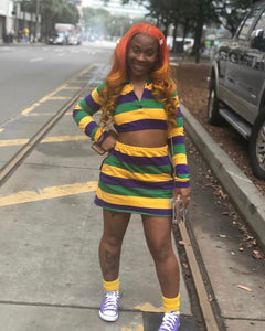 Colorful Stripe Mardi Gras Skirt Set