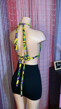 Load image into Gallery viewer, 1 of 1 Mardi Gras Feather Print Halter Top
