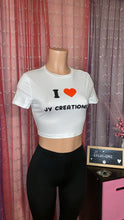 Load image into Gallery viewer, I ❤️ Jy Creations White Crop Shirt
