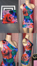 Load image into Gallery viewer, Bold Watercolor Jumbo Floral Spun One Shoulder Mini Dress
