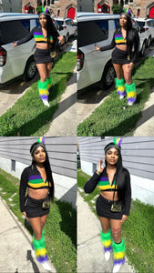 Black Mardi Gras Skirt Set