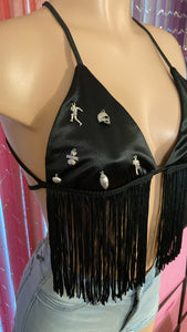 1 of 1 Football Charm Fringe Bralet