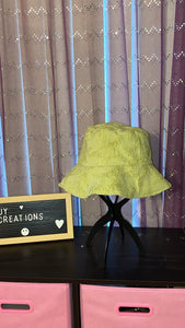 Green Chenile Star Print Reversible Bucket Hat