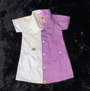 Custom Half & Half Dyed Dickie Baby Girl Dress BLANK