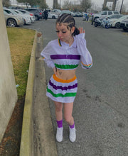 Load image into Gallery viewer, White Stripe (style #2) Mardi Gras Skirt Set
