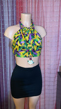 Load image into Gallery viewer, 1 of 1 Mardi Gras Feather Print Halter Top
