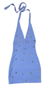 Blue Crepe Charm Mini Dress