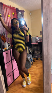 Custom Made Bee Halter Bodysuit & Armcuffs Costume