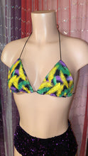 Load image into Gallery viewer, Mardi Gras Feather Print Bralet
