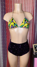 Load image into Gallery viewer, Mardi Gras Feather Print Bralet
