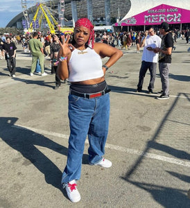 Metallic Bandana Print Butt Length Durag