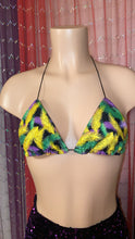 Load image into Gallery viewer, Mardi Gras Feather Print Bralet

