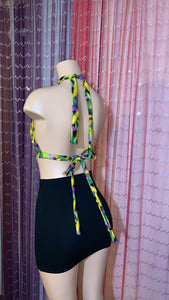 1 of 1 Mardi Gras Feather Print Halter Top