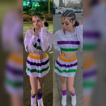 Load image into Gallery viewer, White Stripe (style #2) Mardi Gras Skirt Set
