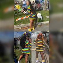 Load image into Gallery viewer, Colorful Stripe Mardi Gras Skirt Set
