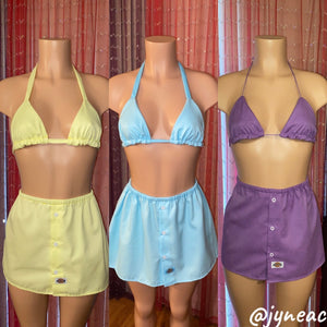 Custom Dyed Dickie Bralet Skirt Set