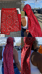 Metallic Bandana Print Butt Length Durag
