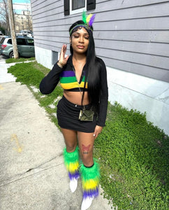 Black Mardi Gras Skirt Set