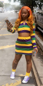 Colorful Stripe Mardi Gras Skirt Set