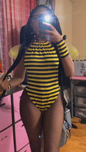 Load and play video in Gallery viewer, Custom Made Bee Halter Bodysuit &amp; Armcuffs Costume
